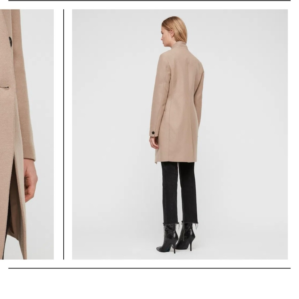 AllSaints Tan Wool Blend Coat